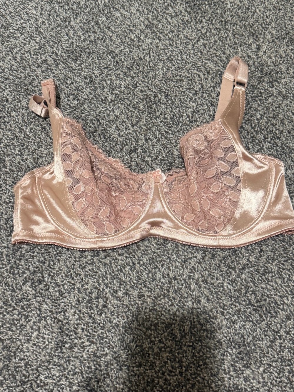 Rose Taupe Satin & Lace Underwire Bra orella 40DD